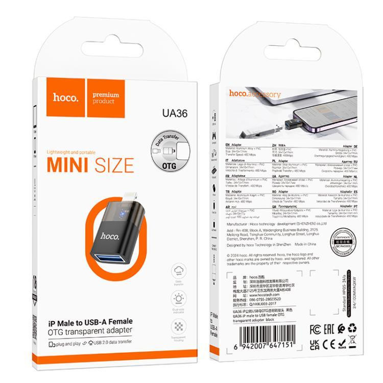 Адаптер HOCO UA36 iP на USB OTG черный Киев - изображение 5
