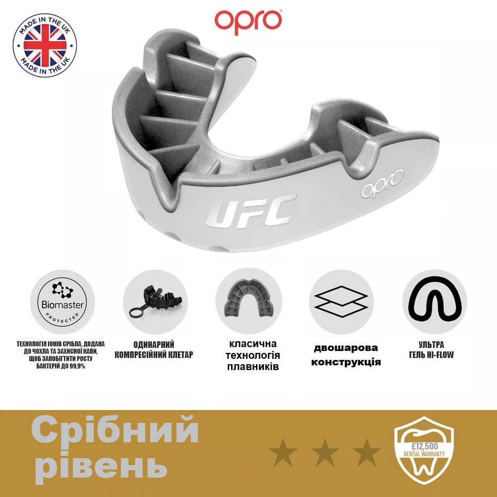 Капа OPRO Silver UFC дитяча (вік до 10) White/Silver (ufc.102515003) Кам'янське - фото 5