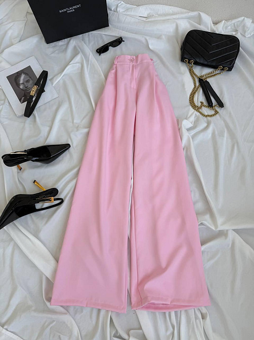 Женские базовые брюки палаццо костюмка 46/48, Розовый Одесса - изображение 3