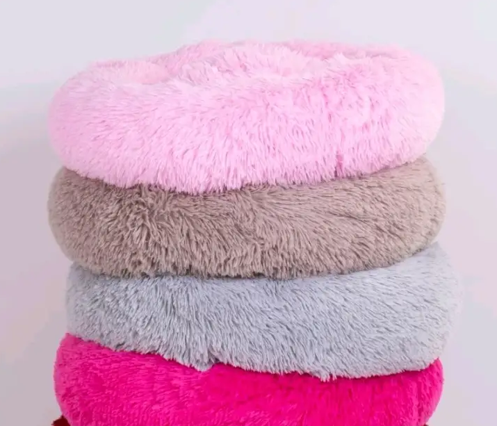Круглий плюшевий лежак для котів і собак Happy Peppy Fluffy (Хеппі Пеппі) 60 х 60 см., Сірий Запоріжжя - фото 5