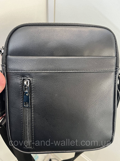 Стильная мужская кожаная сумка через плечо среднего размера (черная) ST 2301 Киев - изображение 1