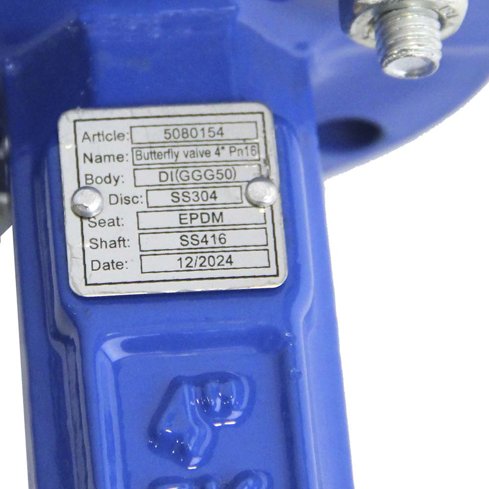 Flora Затвор межфланцевый «баттерфляй» 4'' корпус чугун (GGG50) диск нерж ( ) EPDM PN16 FLORA ( Коломия - фото 6