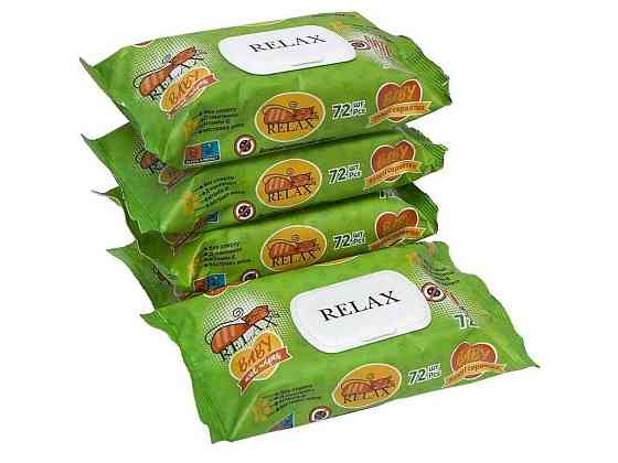 Вологі серветки 72шт baby antibacterial, з клапаном ТМ Relax Київ