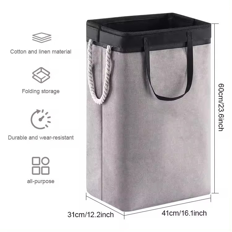 Контейнер складаний для білизни, зі знімним мішком-сіткою, з ручками, сірий Кам'янець-Подільський - фото 4