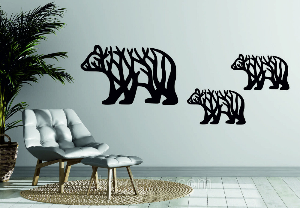 Декоративное настенное Панно «Мишки» Декор на стену Білий, 50*30 см.- 1 шт. 30*18 см.- 2 шт. Киев - изображение 2