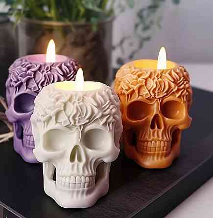 Силиконовая форма череп для свечей набор 2 шт, 3D молд скелет, форма для гипса мыла эпоксидной смолы Киев