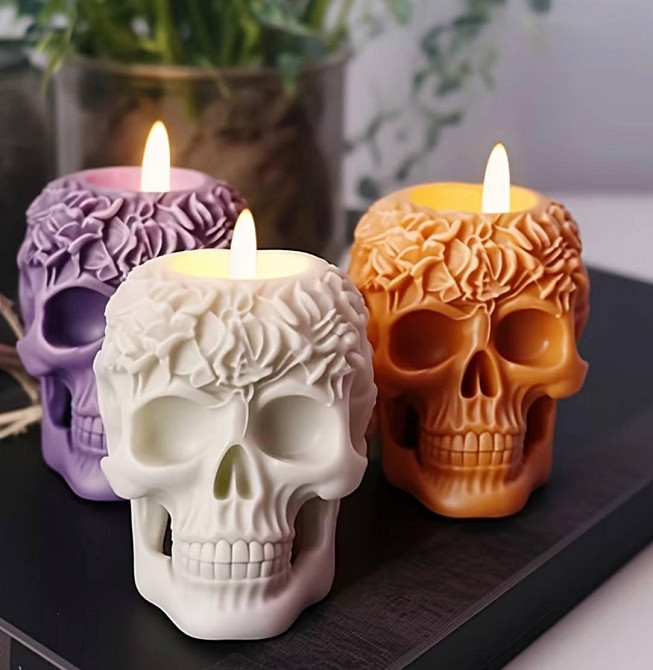 Силиконовая форма череп для свечей набор 2 шт, 3D молд скелет, форма для гипса мыла эпоксидной смолы Киев - изображение 5