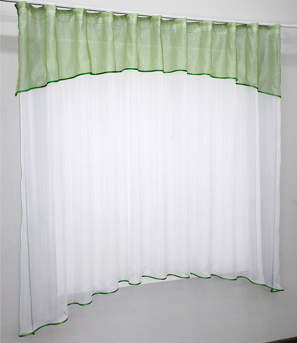 Кухонна гардина VR-Textil № 036к арка білий із салатовим 270х170 см (52-0123) Київ - фото 2