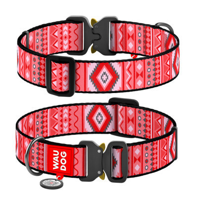 Ошейник для животных WAUDOG Nylon с QR паспортом "Этно красный" металлическая пряжка-фастекс XXL (4535-0133) Винница - изображение 1