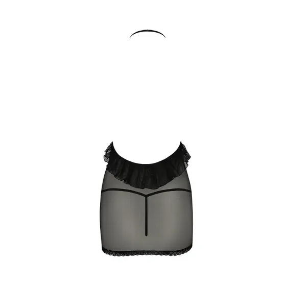 Сорочка прозора приталена Passion ERZA CHEMISE S/M, black, трусики Львів