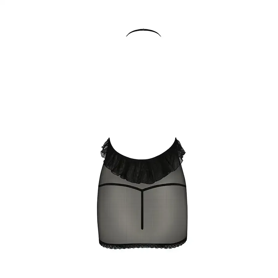 Сорочка прозора приталена Passion ERZA CHEMISE S/M, black, трусики Львів - фото 4