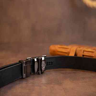 Ремень Vintage Мужской с пряжкой автомат Черный (20355) Винница