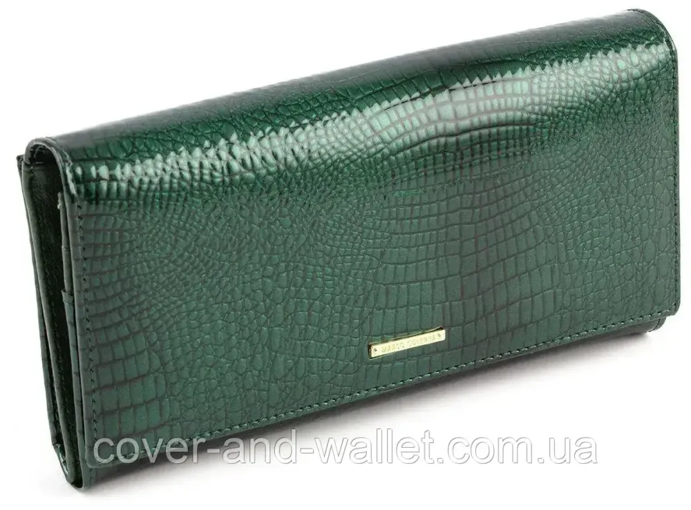 Зеленый лаковый женский кошелек на магнитной фиксации на много карточек Marco Coverna MC 403-2480 Киев - изображение 2