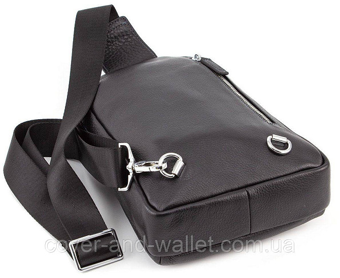 Кожаная сумка слинг рюкзак на одно плечо Marco Coverna MD 6636 black Киев - изображение 5