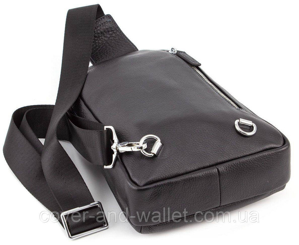 Кожаная сумка слинг рюкзак на одно плечо Marco Coverna MD 6636 black Киев - изображение 5