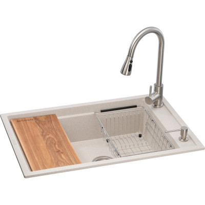 Мийка кухонна GRANADO Basic Estella terra (+ змішувач Campo LUX inox + дозатор Redondo inox + кошик + (ksg0103) Вінниця - фото 1