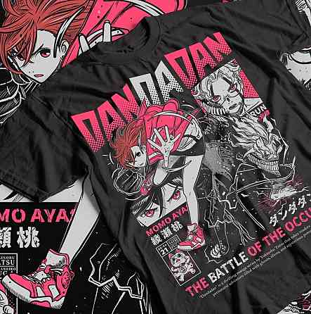 Футболка для хлопчика з аніме принтом Аніме Дандадан Окарун Джапанесе оверсайз (зріст від 165 до 180) Чорний AnimeJ0265m Дніпро