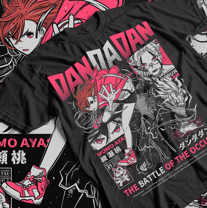 Футболка для хлопчика з аніме принтом Аніме Дандадан Окарун Джапанесе оверсайз (зріст від 165 до 180) Чорний AnimeJ0265m Дніпро - фото 1