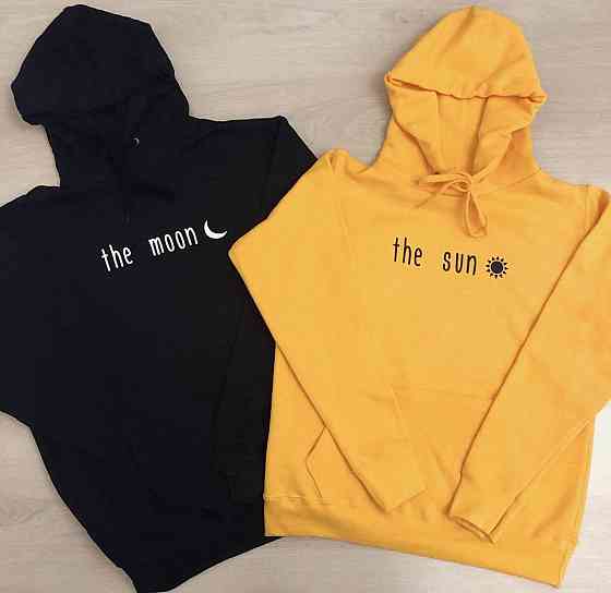 Парні толстовки для хлопця та дівчини The moon/ The sun Зелений, XXL, Всі розміри в наявності ( дивіться таблицю ) Чернівці