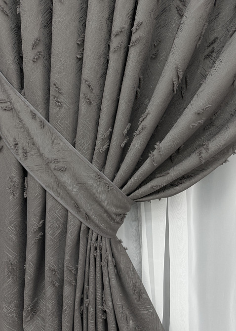Комплект штор VR-Textil Льон Букле № 1890ш Графітовий 200х270 см 2 шт (32-251) Київ - фото 5