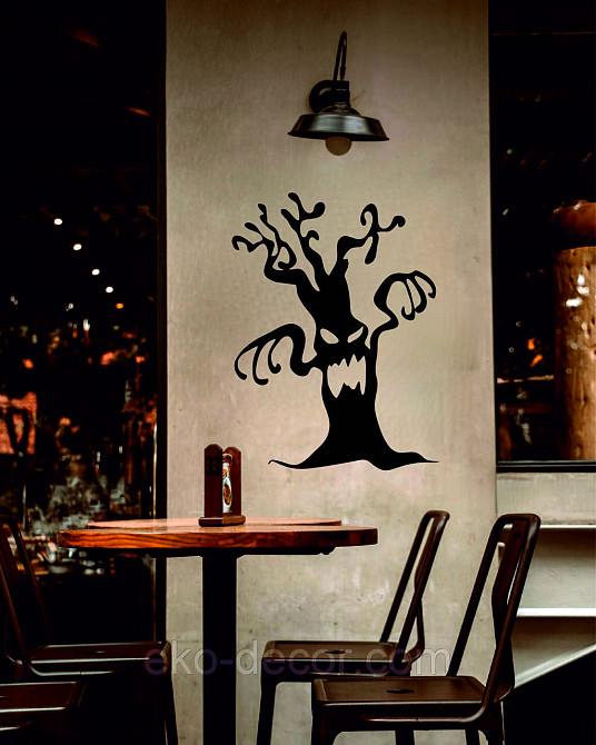 Декоративне настінне Панно «Хелловіїн, силует дерева», Декор на стіну 70*52 см, Чорний Київ - фото 7