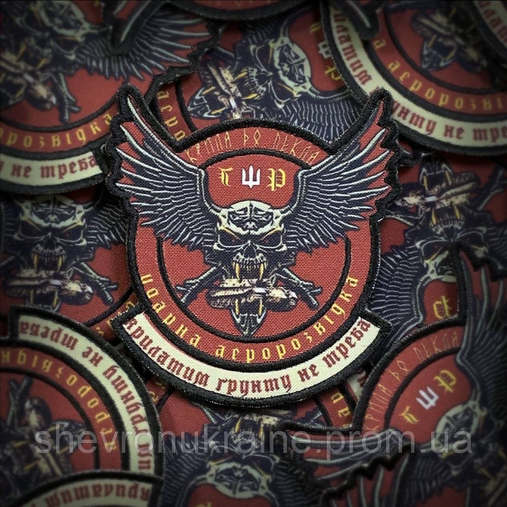 Друкований шеврон ударна аеророзвідка (Форма контурна. На липучці) Розмір 10x9.5см Київ - фото 1