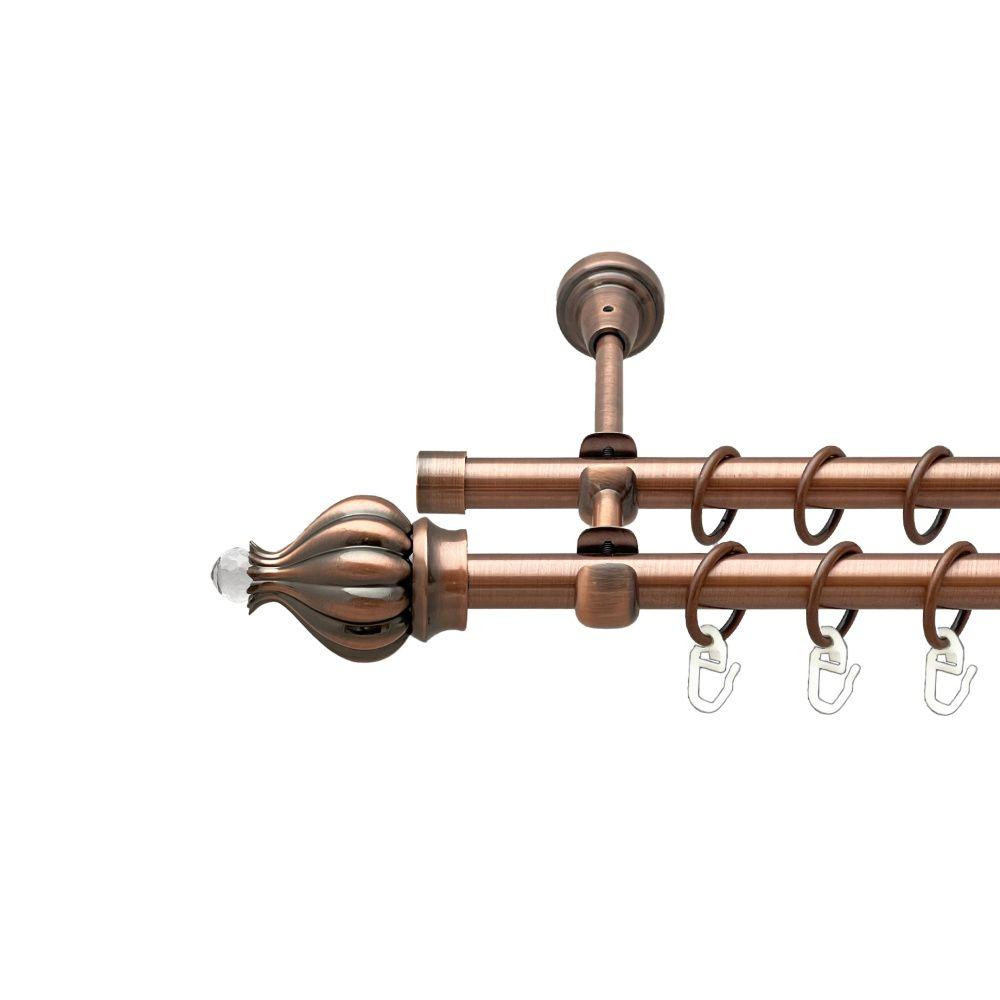 Карниз Orvit Таджа-Кристал металевий дворядний відкритий гладка труба кільце металеве Мідь 16\16 мм 200 см Львов - изображение 1