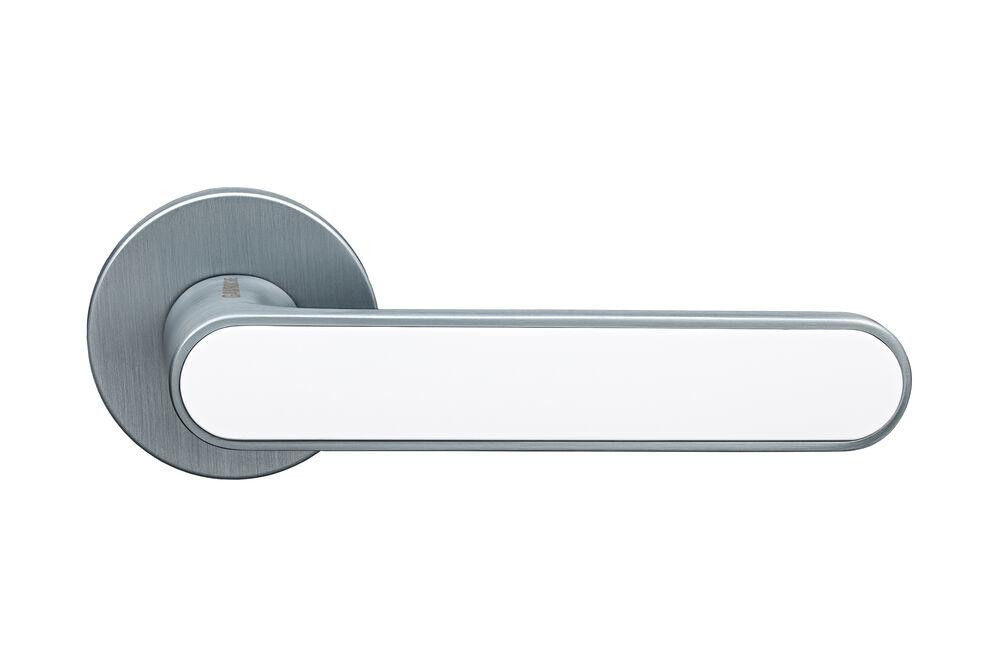 Ручки дверні Gavroche BARIUM  MSCB/White  італійський сатин з  білою вставкою Київ - фото 1