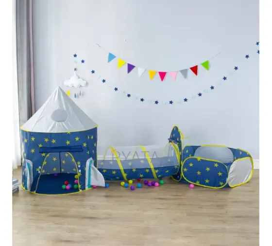 Digital Детский игровой домик-палатка "Замок" 3в1 с туннелем и бассейном под шарики синяя Коломия