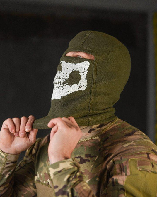 Флисовая балаклава олива череп  ВТ4798 Одесса - изображение 2