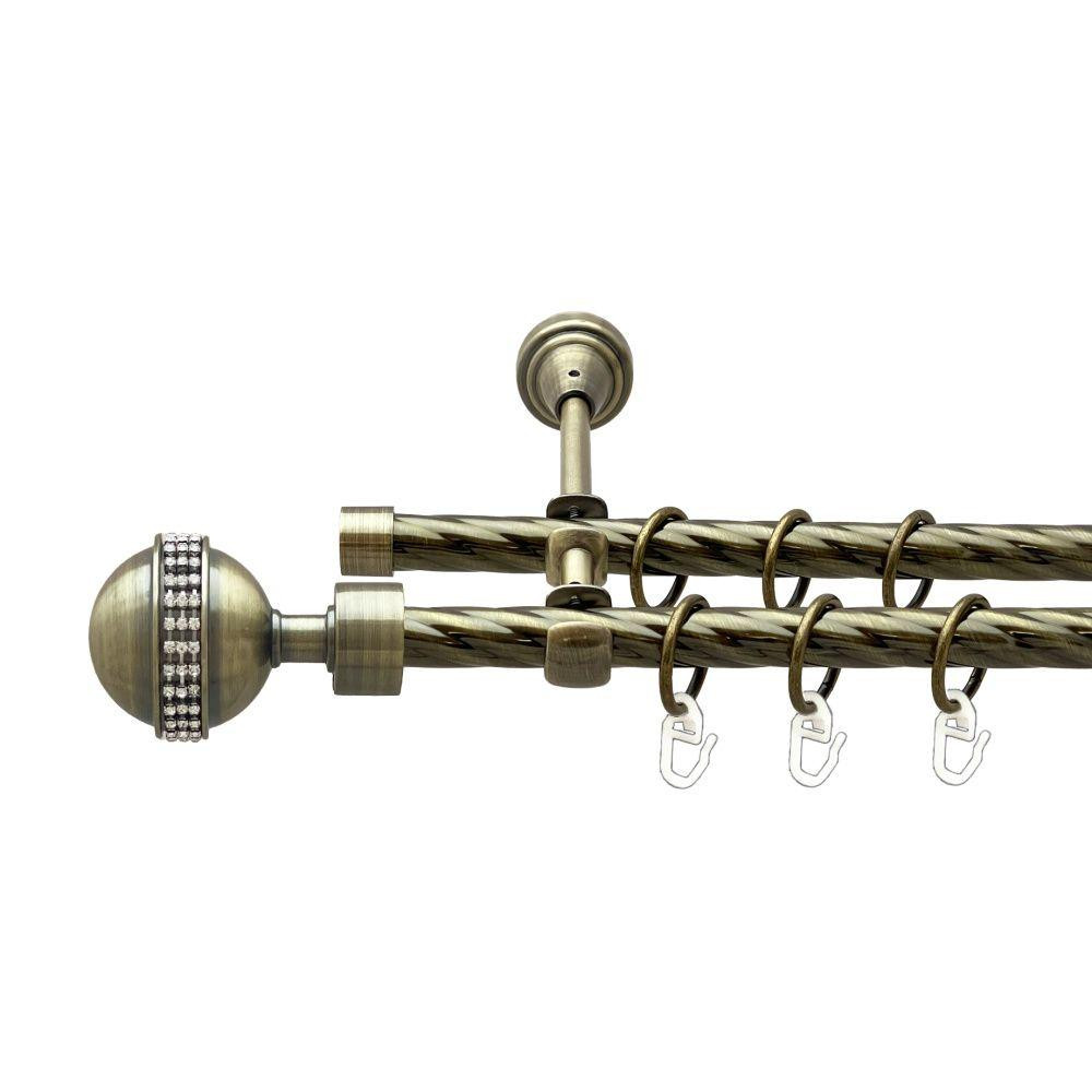 Карниз Orvit Авея металевий дворядний відкритий скручена труба кільце металеве Антик 16\16 мм 300 см (00-00022420) Львів - фото 1