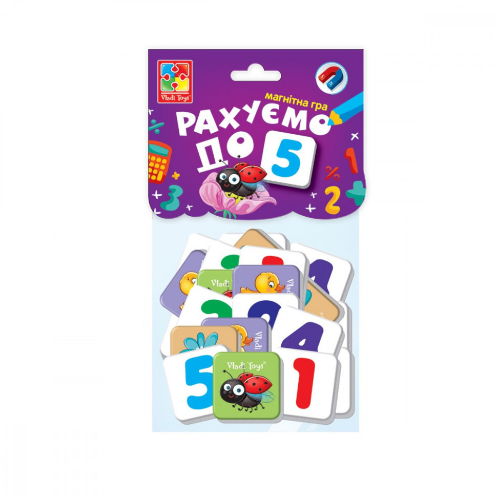 Магнітна гра для дітей "Рахуємо до 5" Vladi Toys VT5900-03 (укр) Вінниця - фото 1