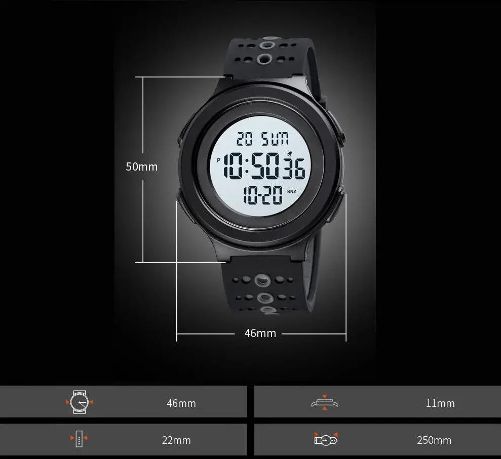 Чоловічий наручний годинник Skmei 1733 (Чорний з білим) Вінниця - фото 7