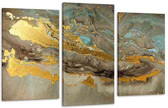 Модульная картина в гостиную / спальню     Флю-Арт золото Art-711_3 70x130 см Киев