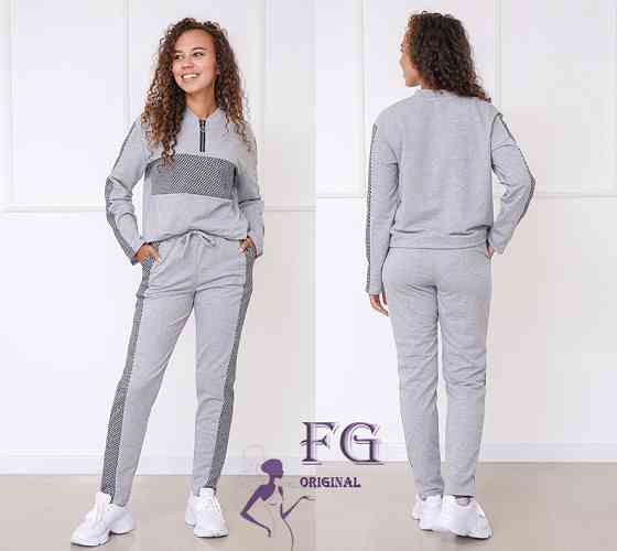 Демисезонный прогулочный костюм из трикотажа Wonderlend батал 54-56, Серый Киев