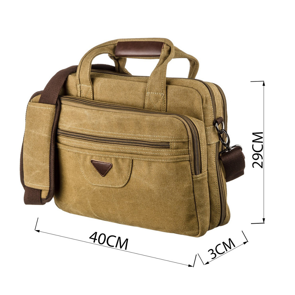 Сумка текстильна для ноутбука на два відділення Vintage 20181 Хакі Київ - фото 3