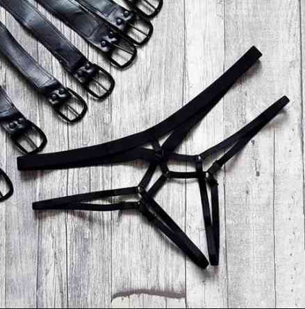 Еротичні трусики на резинках універсальний чорний Київ