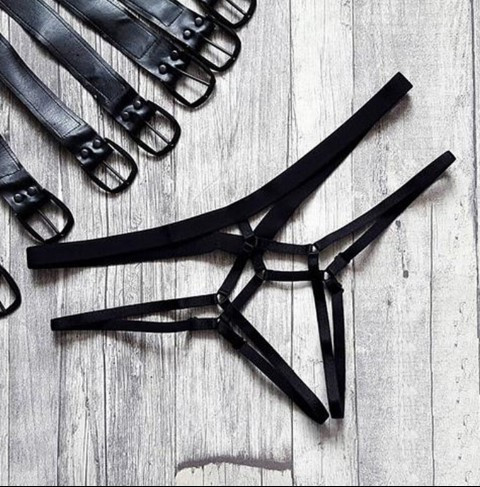 Еротичні трусики на резинках універсальний чорний Київ - фото 1