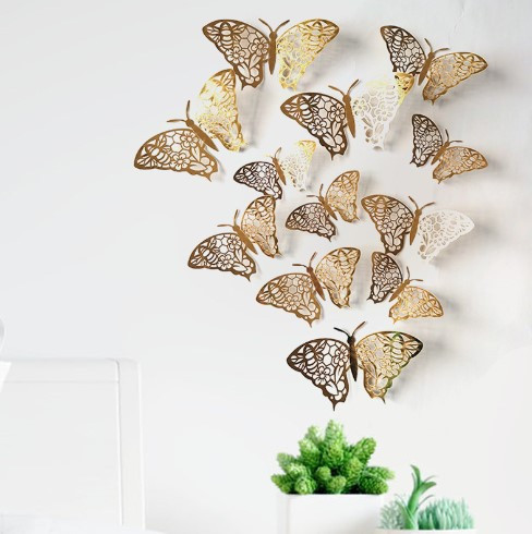 Декор метелики сріблясті - 12шт. в наборі, фольга Київ - фото 1