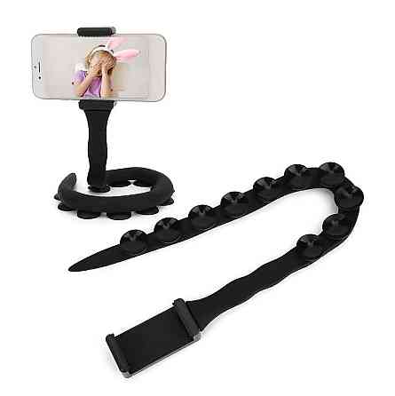 Гибкий держатель для телефона с присосками универсальный Cute Worm Lazy Holder. Цвет: черный IG-70 Львов