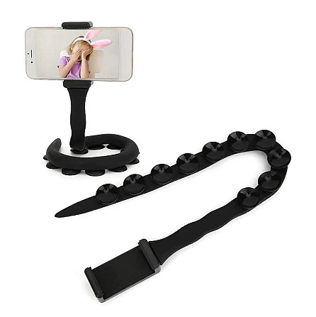 Гибкий держатель для телефона с присосками универсальный Cute Worm Lazy Holder. Цвет: черный IG-70 Львов - изображение 4