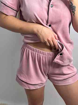 Жіночий велюровий домашній костюм з шортами Пудровий ч/к M/L Харків