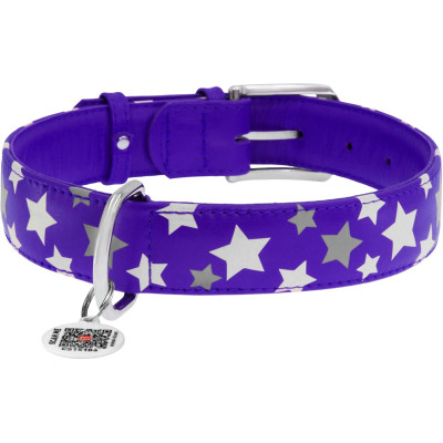 Ошейник для животных WAUDOG Glamour с QR паспортом "Звездочка" S Ш 20 мм Д 30-39 см фиолетовый (35869) Винница - изображение 3