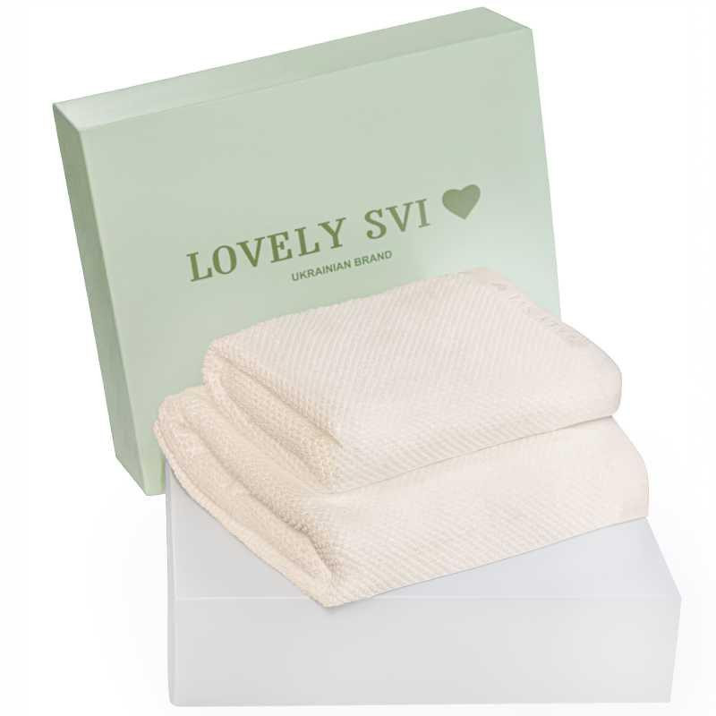 Набір 2 жакардові рушники в коробці Lovely Svi  70 х 140 см і 50 х 90 см Молочний (170226) Київ - фото 1