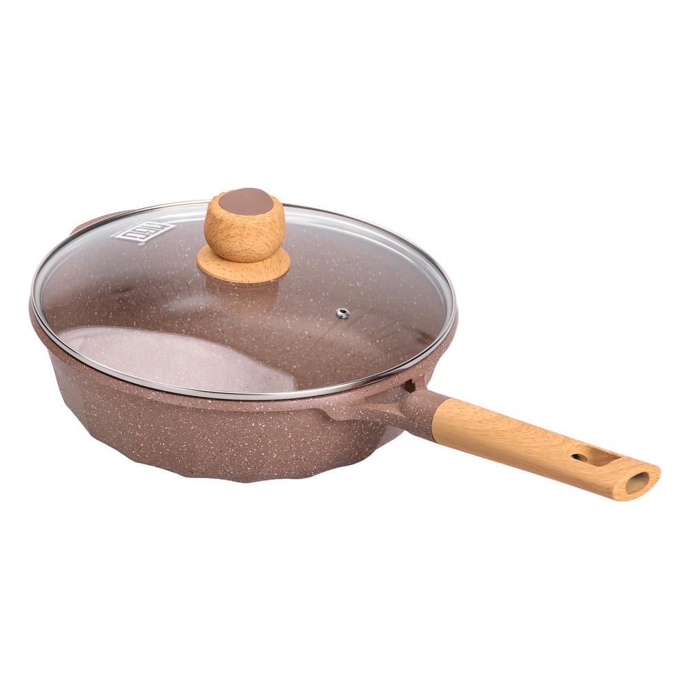 Алюмінієвий сотейник 4,3 л мармуровий з антипригарним покриттям Ø 28 см бежевий MGC HP-4-437CO Київ - фото 5