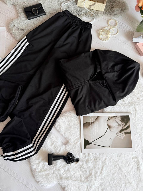 Жіночий стильний повсякденний костюм-двійка якісна двонитка Чорний, 46/48 Одеса - фото 3