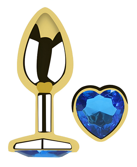 Анальная пробка с кристаллом EGZO - Gold Heart Plug Blue size M Sex Aura Киев - изображение 2