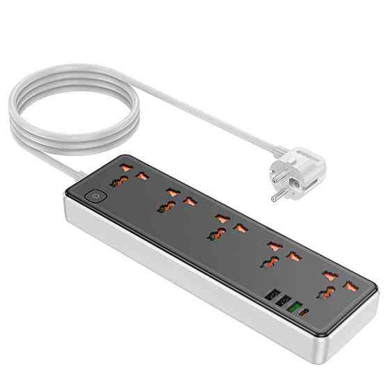 Мережевий подовжувач HOCO AC14A Rico 5-position socket(PD30W/1C3A) Black (6942007607179 ) Київ