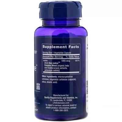 Травы Life Extension Морской Йод, Sea-Iodine, 1000 мкг, 60 вегетарианских капсул (LEX-17406) Винница