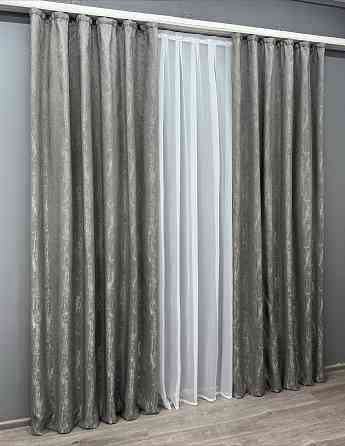 Комплект штор VR-Textil Жакард Viva Marmo № 1785ш Сірий 150х270 см 2 шт (33-0759) Київ
